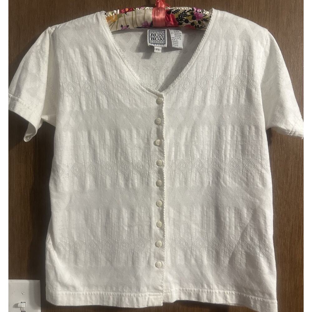 Vintage Russ Sports Company White short sleeve blouse white BEAUTIFUL Petite SM